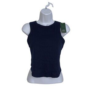 Wild Fable Womens Navy Blue Round Neck Ribbed Cropped Tank Top Size XXL